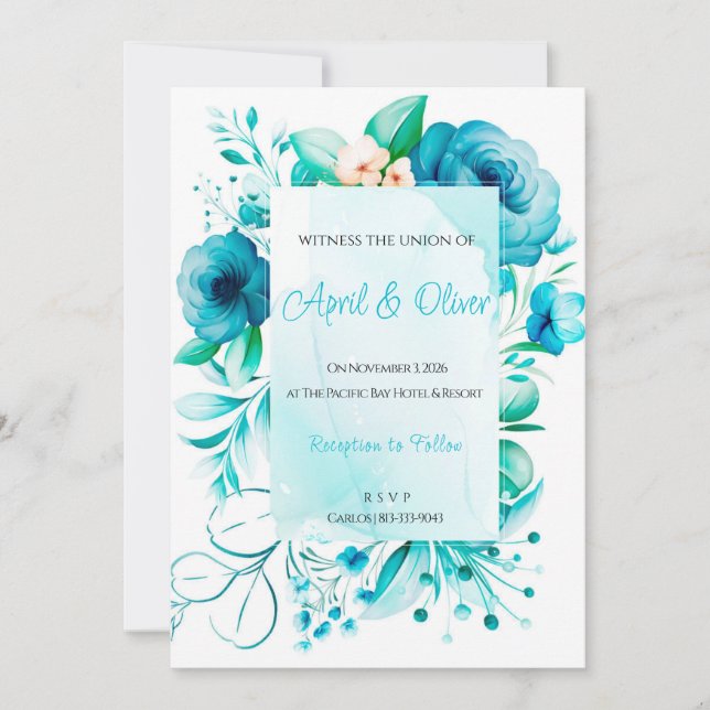 Invitación a la boda de Blue Wildflowers (Anverso)