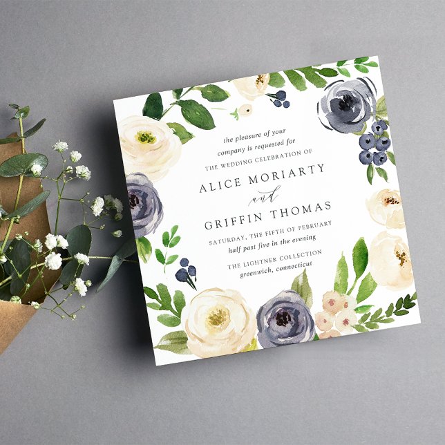 Invitación a la boda de Blueberry Lane Square (Subido por el creador)