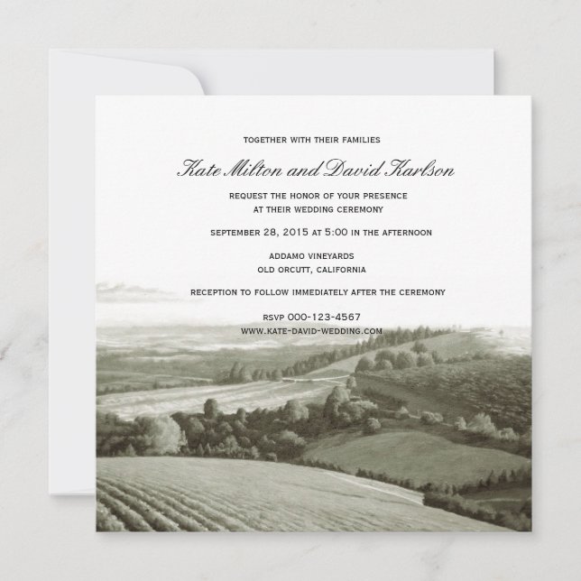 Invitación a la Boda de Boda de Vineyard Landscape (Anverso)