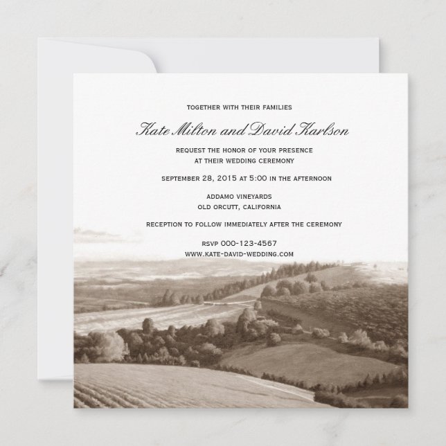 Invitación a la Boda de Boda de Vineyard Landscape (Anverso)