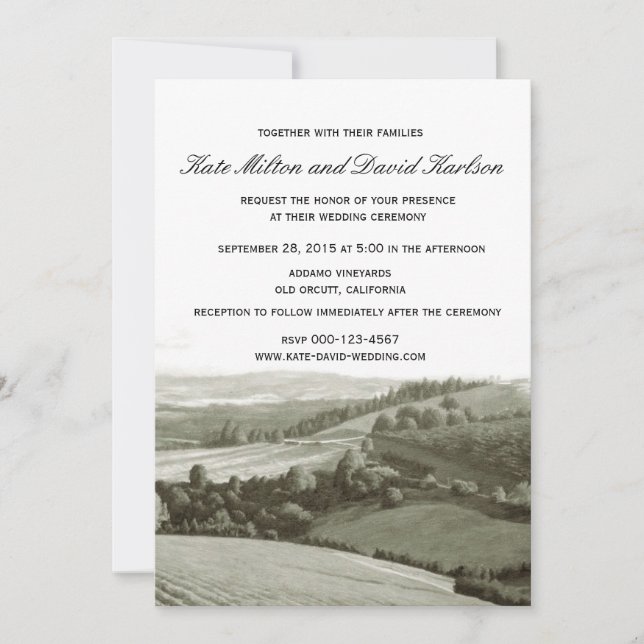 Invitación a la Boda de Boda de Vineyard Landscape (Anverso)