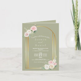 Invitación a la boda de bodas de color rosa y blan