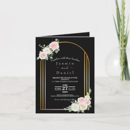 Invitación a la boda de bodas de color rosa y blan