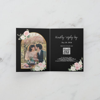 Invitación a la boda de bodas de color rosa y blan
