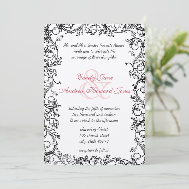 Invitación a la boda de bodas de honeysuckle vinta (Anverso de pie)