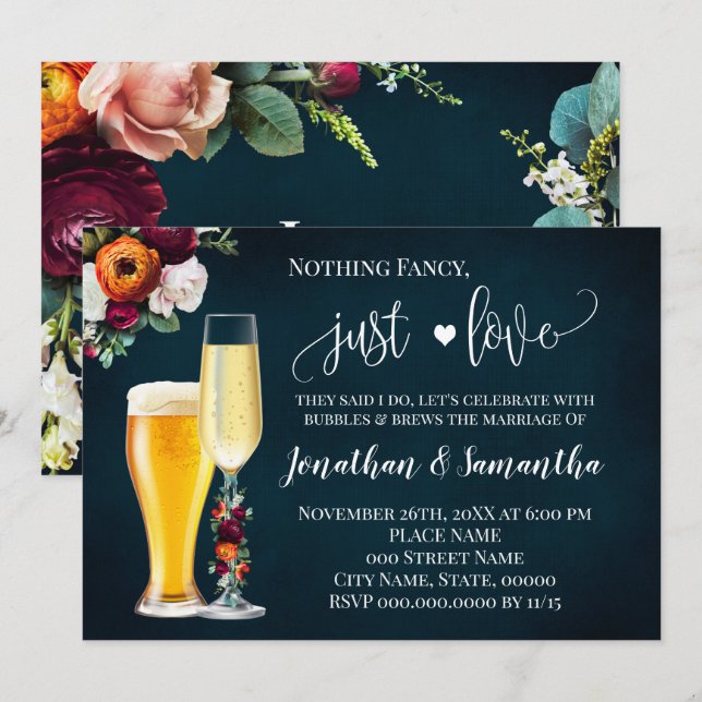 Invitación a la boda de bodas de la marina (Anverso / Reverso)