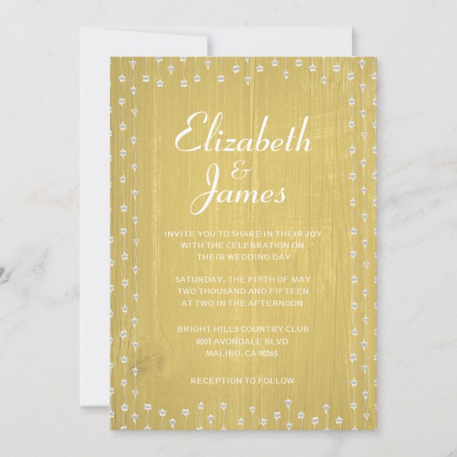 Invitación a la boda de bodas de madera de granero (Anverso)