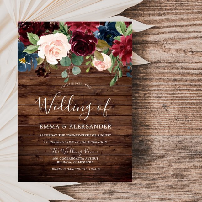 Invitación a la boda de bodas de vino rojo en la m (Subido por el creador)