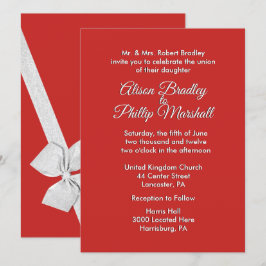 Invitación a la boda de bodas rojas y plateadas