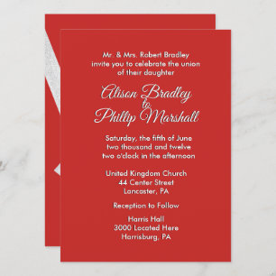 Invitación a la boda de bodas rojas y plateadas