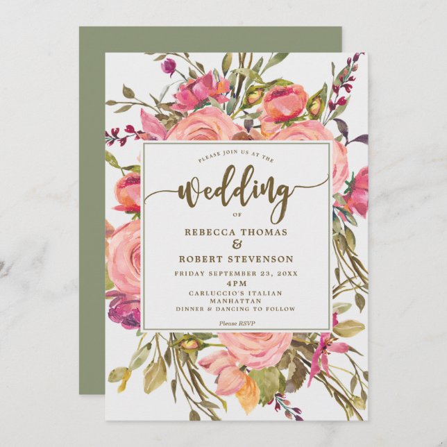 invitación a la boda de bodas salvaje boho moderno (Anverso / Reverso)
