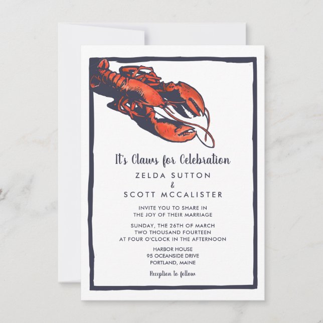 Invitación a la boda de bogavante rústico (Anverso)