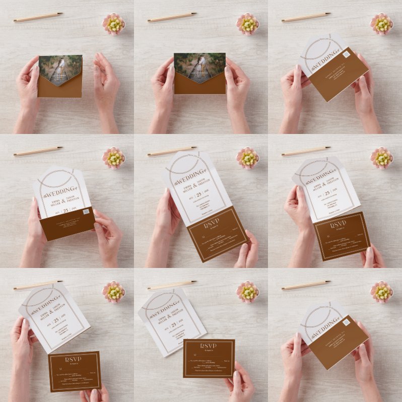 Invitación a la boda de Boho Arch Terracotta con f