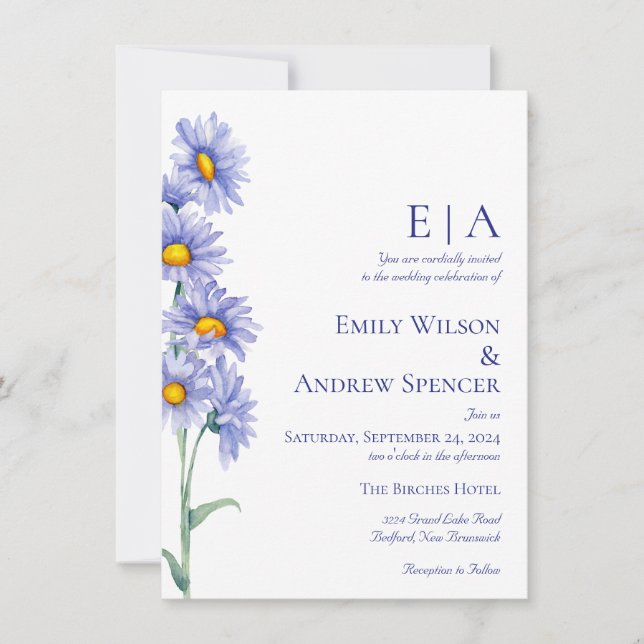 Invitación a la boda de Boho Aster Flowers (Anverso)