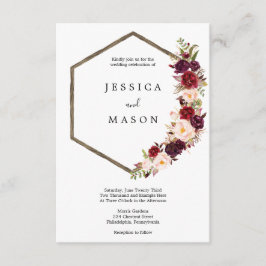 Invitación a la boda de Boho Burgundy Marsala