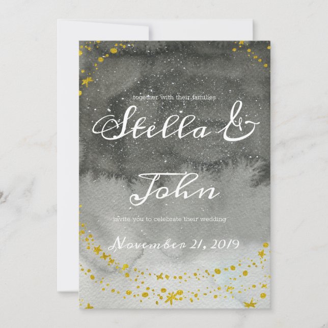 Invitación a la boda de Boho Celestial (Anverso)