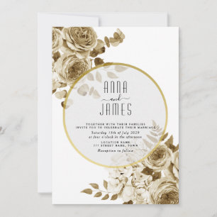 Invitación a la boda de Boho con marfil Gold