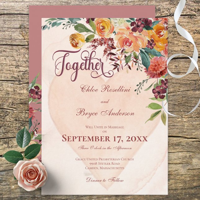 Invitación a la boda de Boho Corazón Floral (Subido por el creador)