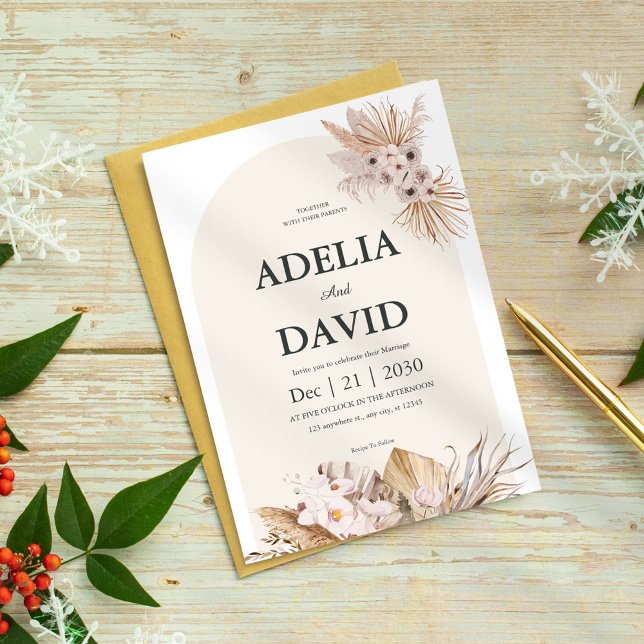 Invitación a la boda de Boho Cream Pampas (Subido por el creador)