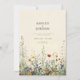Invitación a la boda de Boho Cream Wildflower