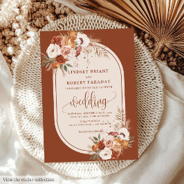 Invitación a la boda de Boho de Grass Rust Pampas