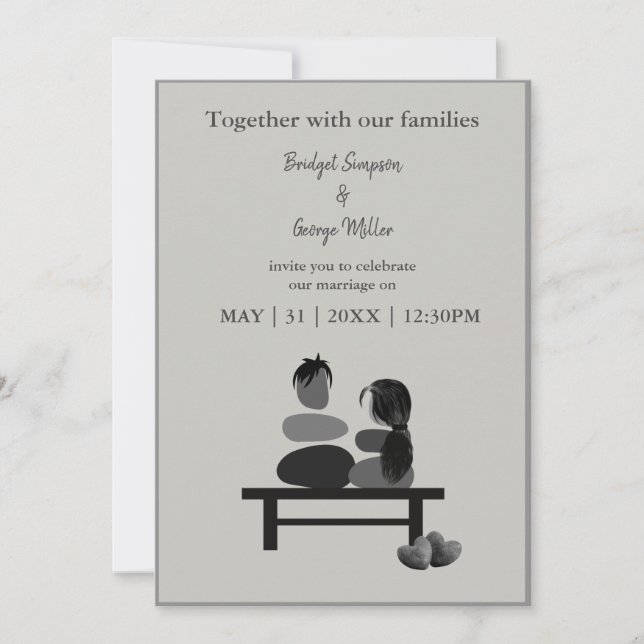 Invitación a la boda de Boho de la pareja Eternal  (Anverso)