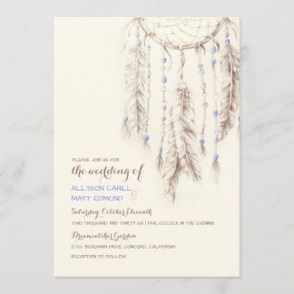 Invitación a la boda de Boho Dreamcatcher Brown