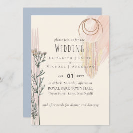 Invitación a la boda de BOHO Dusty Blue Peach