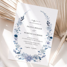 Invitación a la boda de Boho Dusty Blue Wildflower