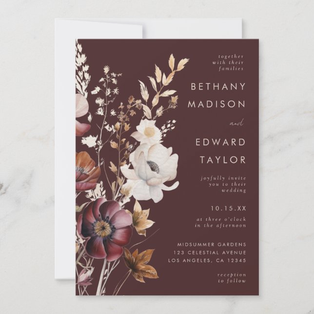 Invitación a la boda de Boho Fall Wildflower All-I (Anverso)