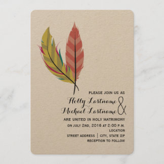 Invitación a la boda de Boho Feather
