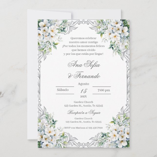 Invitación a la boda de Boho Floral (Anverso)