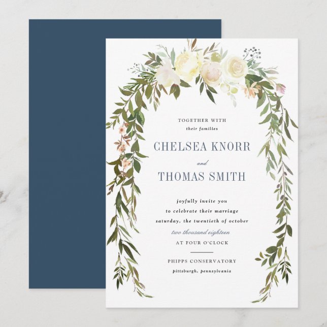 Invitación a la boda de Boho Floral (Anverso / Reverso)