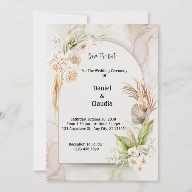 Invitación a la boda de Boho Floral Arch (Anverso)