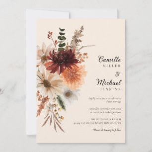 Invitación a la boda de Boho floral de otoño