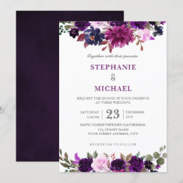Invitación a la boda de Boho Floral Purple Lavende