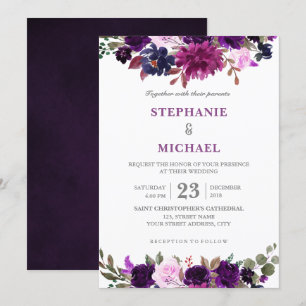 Invitación a la boda de Boho Floral Purple Lavende
