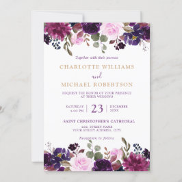 Invitación a la boda de Boho Floral Purple Lavende
