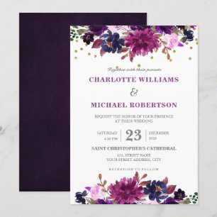 Invitación a la boda de Boho Floral Purple Lavende