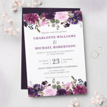 Invitación a la boda de Boho Floral Purple Lavende