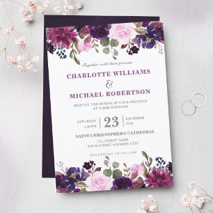 Invitación a la boda de Boho Floral Purple Lavende