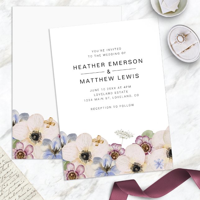 Invitación a la boda de Boho floral simple (Simple Floral Watercolor Boho Wedding Invitation by Painted Paperie
)