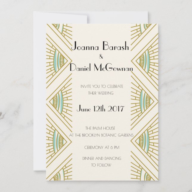 Invitación a la boda de Boho Gatsby (Anverso)