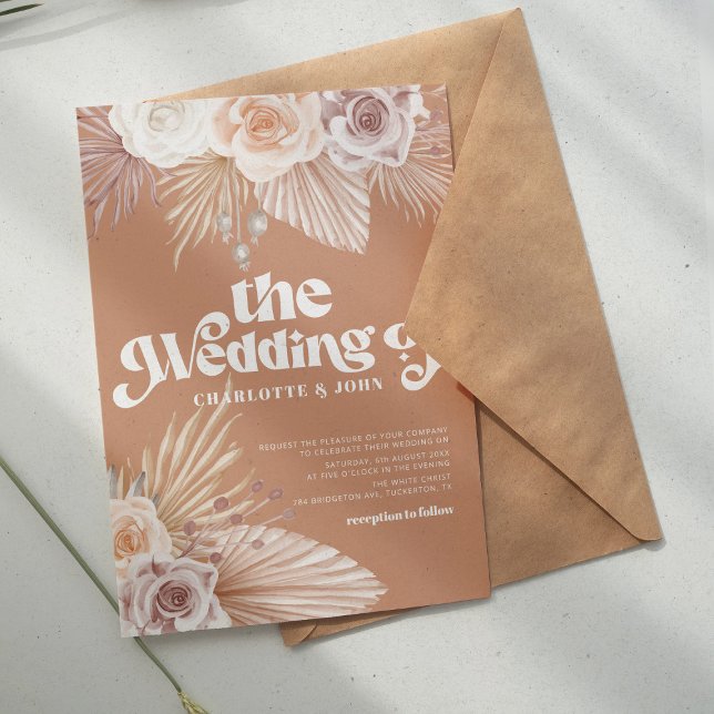 Invitación a la boda de Boho Grass Boho Terracotta (Subido por el creador)