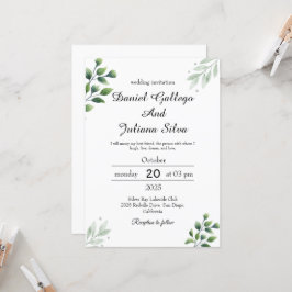 Invitación a la boda de Boho Greenery
