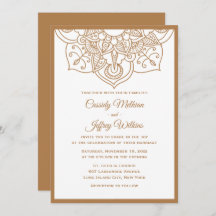 Invitación a la boda de Boho Mandala Marrón blanco