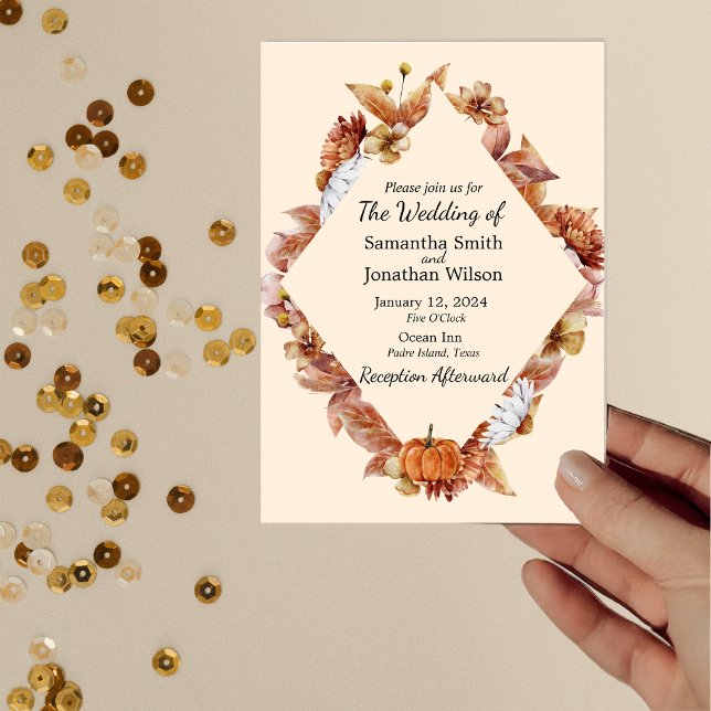 Invitación a la boda de BOHO, Naranja de otoño mod (Subido por el creador)