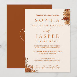 Invitación a la boda de Boho, Naranja quemado mini