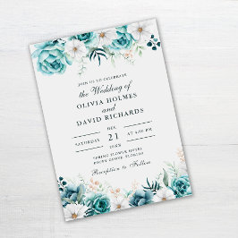 Invitación a la boda de Boho Off-White Verde azula