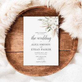 Invitación a la boda de Boho Pampa Grass White Flo